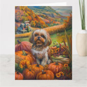 Carte Shih Tzu Chien Moisson d'automne Thanksgiving (Devant)