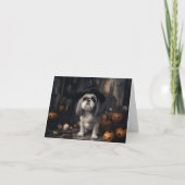 Carte Shih Tzu Citrouilles Halloween effrayant (Devant)
