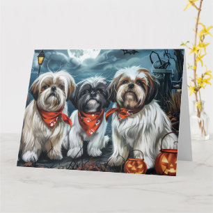 Carte Shih Tzu Halloween Effrayant