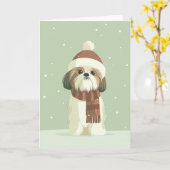 Carte Shih Tzu Holiday Greeting (Fleur jaune)