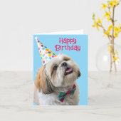 Carte Shih Tzu Joyeux anniversaire (Fleur jaune)