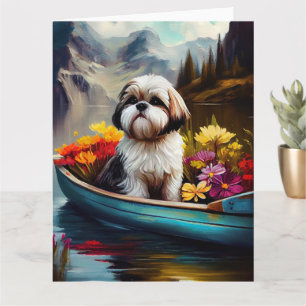 Carte Shih Tzu sur une pagaie : Une aventure pittoresque