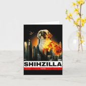 Carte Shihzilla - Drôle de Shih Tzu (Fleur jaune)