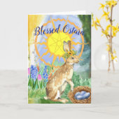 Carte Shining Sun Blessed Ostara Bunny Sabbat (Fleur jaune)