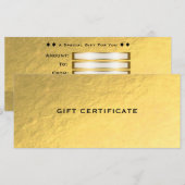 Carte Shiny Gold Golden Ticket Glam Certificat cadeau (Devant / Derrière)