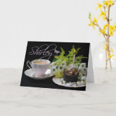 Carte Shirley Anniversaire Avec Thé Cake Et Fleur (Fleur jaune)