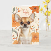 Carte Short Haired Chihuaua Dog Bold Retro Birthday (Fleur jaune)