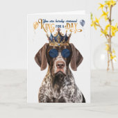 Carte Shorthair Pointer Chien King pour jour drôle Anniv (Fleur jaune)