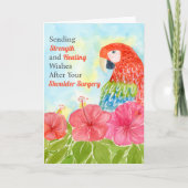 Carte Shoulder Surgery Healing Scarlet Macaws, Hibiscus (Devant)