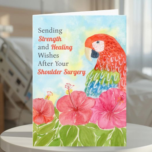 Carte Shoulder Surgery Healing Scarlet Macaws, Hibiscus