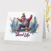 Carte Shred Life - Gnome de skate cool (Fleur jaune)