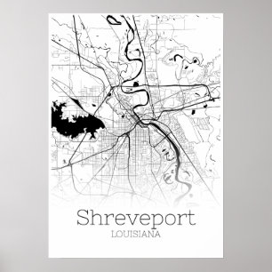 Carte Shreveport - Loiusiana - Affiche de la carte