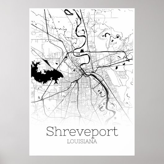 Carte Shreveport - Loiusiana - Poster de la carte  (Devant)