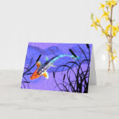 Carte Shusui Koi dans l'étang pourpre avec des Cattails (Fleur jaune)