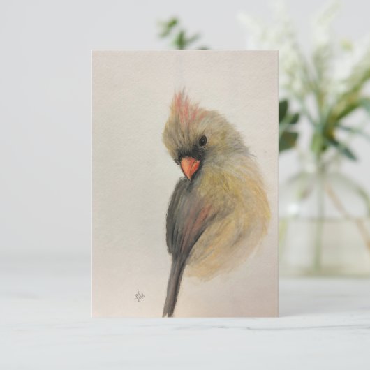 Carte Shy Red Bird Note (Debout devant)