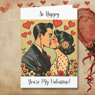 Carte Si heureux que tu sois ma Saint-Valentin   Rétro P