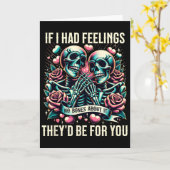 Carte Si j'avais des sentiments Mignon squelette drôle d (Fleur jaune)
