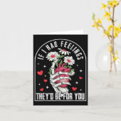 Carte Si j'avais des sentiments Saint-Valentin squelette (Fleur jaune)