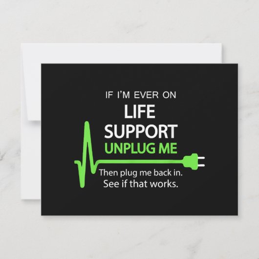 Carte Si je suis jamais en vie soutien T Shirt Funny sar (Devant)