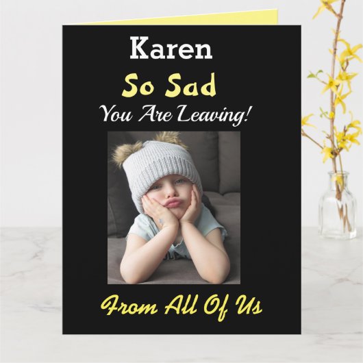 Carte Si triste ! Grande retraite du groupe Funny Girl (Fleur jaune)