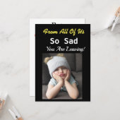 Carte Si triste retraite drôle grincheuse fille nous tou (Devant/Arrière en situation)