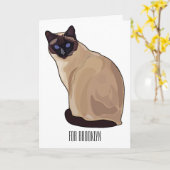 Carte Siamese cat cartoon (Fleur jaune)