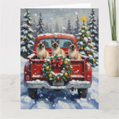 Carte Siamese Cat Christmas Red Truck Holiday (Devant)