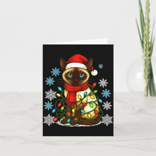 Carte Siamese Cat Cute Cat Lover Cat Xmas Holiday Santa  (Devant)