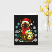 Carte Siamese Cat Cute Cat Lover Cat Xmas Holiday Santa  (Fleur jaune)