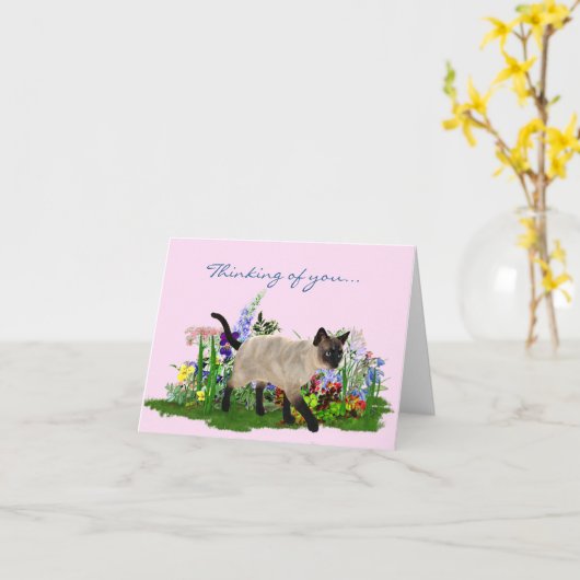 Carte Siamese Cat Note Card (Fleur jaune)