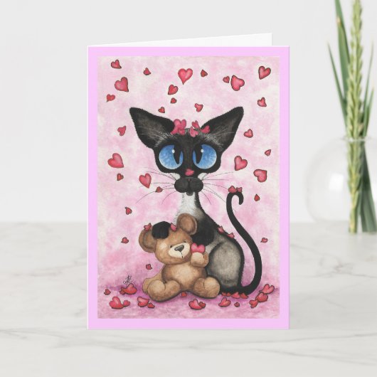 Carte Siamese Cat Valentine's Day Card (Devant)