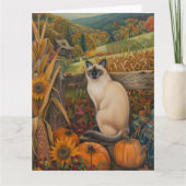 Carte Siamese Chat Automne Harvest Thankgiving (Devant)