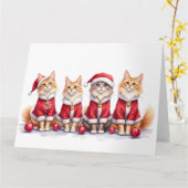 Carte Siberian Cat Christmas Dress Santa Hat (Fleur jaune)