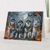 Carte Siberian Husky Halloween Épouvantable  (Devant)