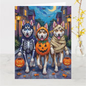 Carte Siberian Husky Trick-or-Treating Halloween Costume (Fleur jaune)