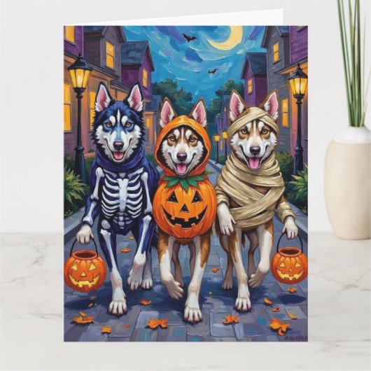 Carte Siberian Husky Trick-or-Treating Halloween Costume (Devant)