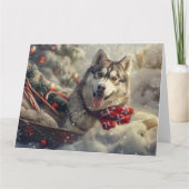 Carte Sibérie Husky Chien Festif de Noël (Devant)