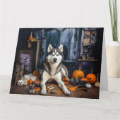 Carte Sibérie Husky Citrouille Halloween effrayant (Devant)