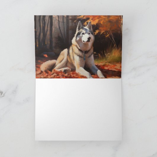 Carte Sibérie Husky en automne Feuilles automne Inspire (Intérieur)