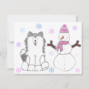 Carte Sibérie Husky & Snowman