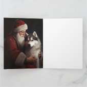 Carte Sibérien Husky avec Noël Festif du Père Noël (Intérieur)