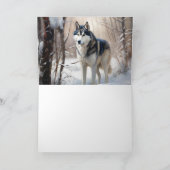 Carte Sibérien Husky Laisser Neige Noël (Intérieur)