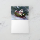 Carte Sibérien Husky neige de Noël hiver (Intérieur)