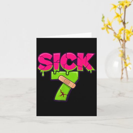 Carte Sick Seven Meme Tee Six Seven Fun Wordplay Drip  (Fleur jaune)