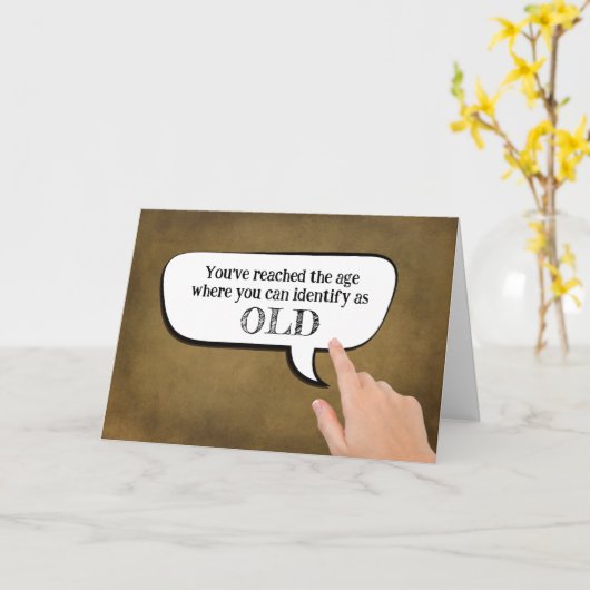 Carte S'identifier comme vieux dans une bulle de dialogu (Fleur jaune)