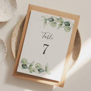 Carte Siège Mariage Eucalyptus Tableau Numéro 7