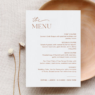 Carte SIENNA Mariage Diner Menu 5x7