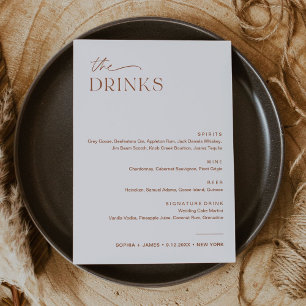 Carte SIENNA Mariage Drink Menu 5x7