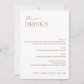 Carte SIENNA Mariage Drink Menu 5x7 (Devant)