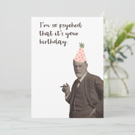 Carte Sigmund Freud Funny Psychologie Anniversaire (Debout devant)